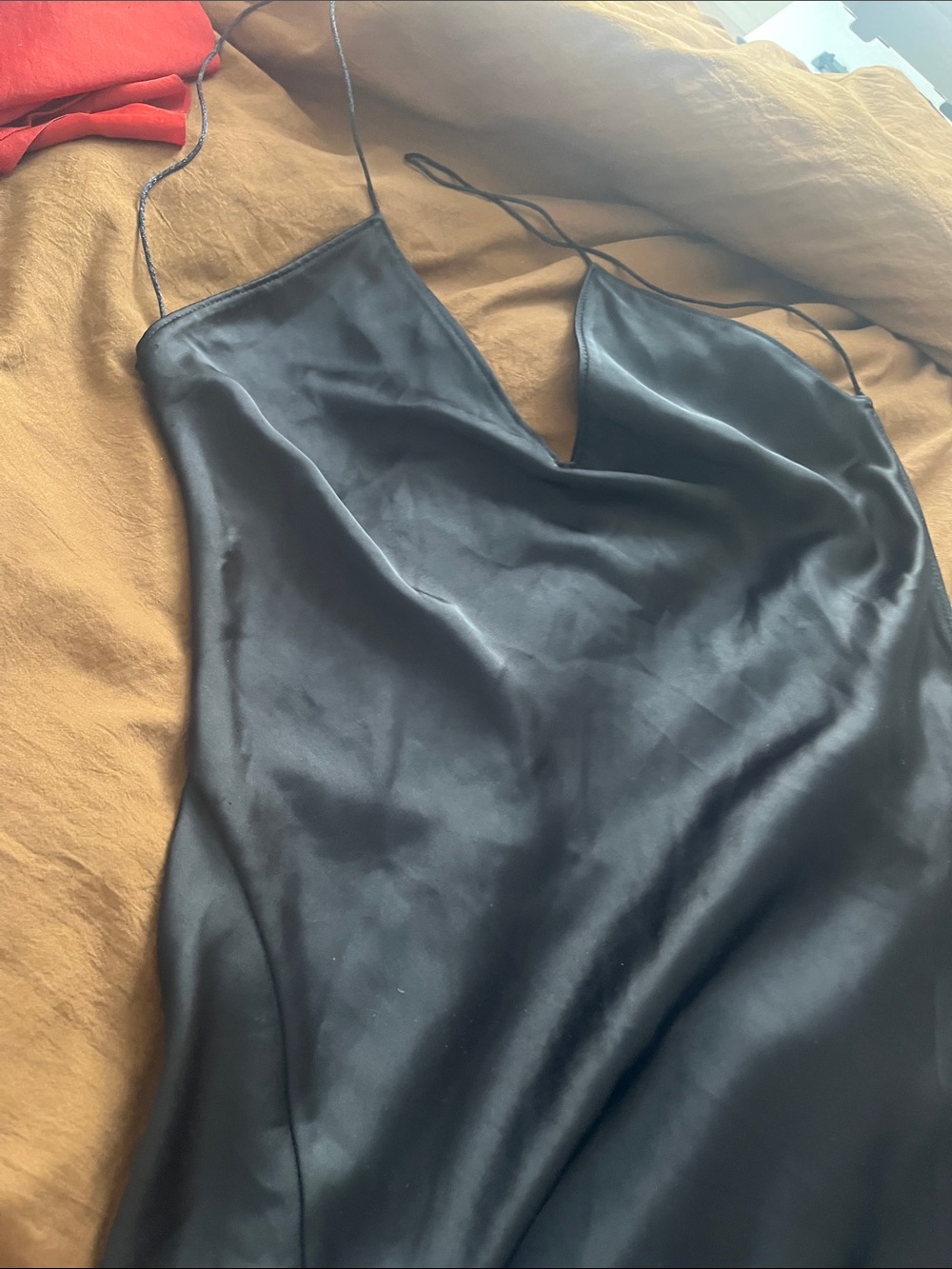 Zara Black Satin Backless Slip Gown - Picture 5 of 7